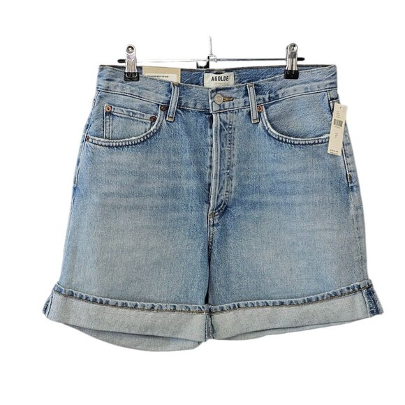AGOLDE Dame Shorts, High Rise, Baggy Cuff, Denim, Cotton, Button Fly, Tension,27 - Picture 1 of 12
